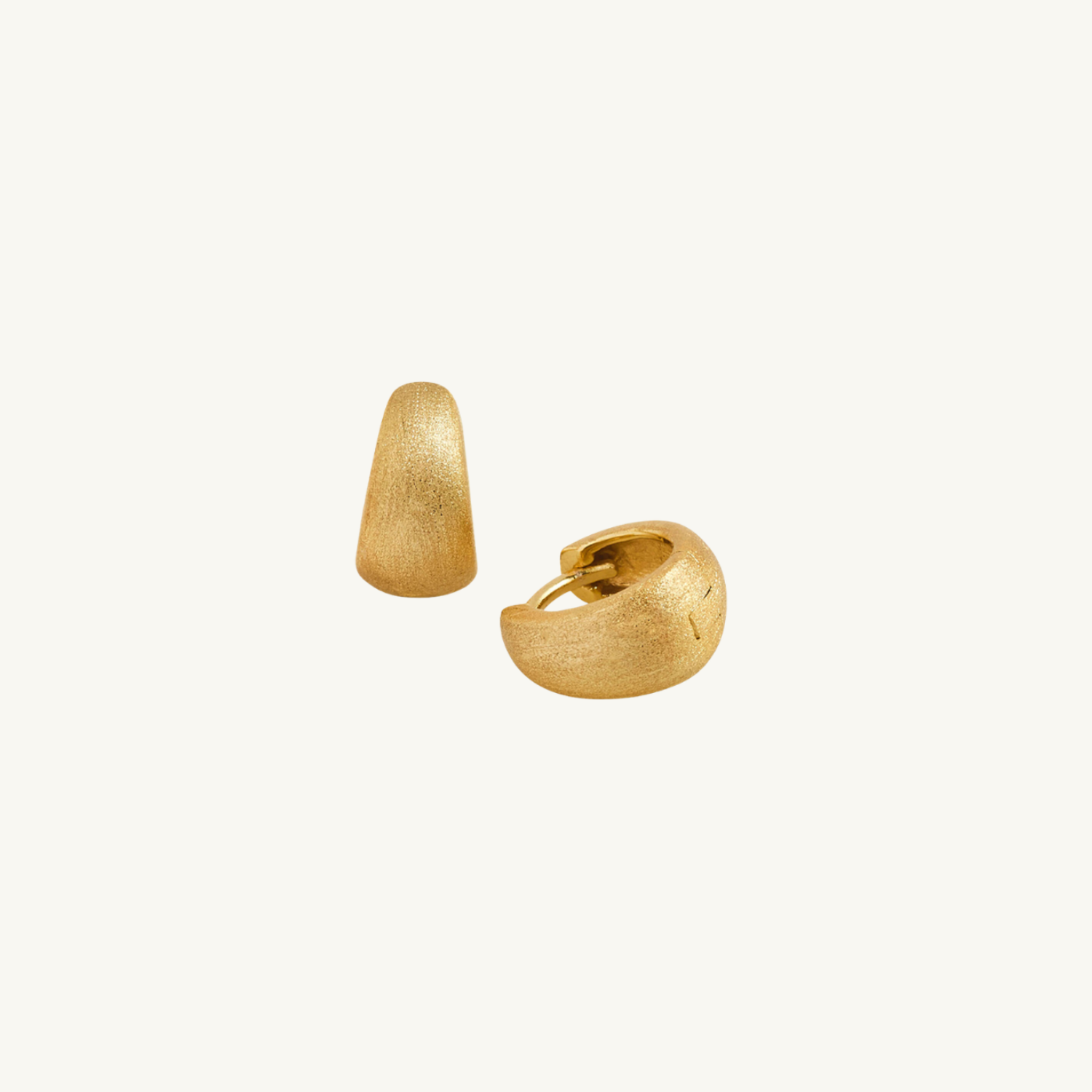 Brushed Gold Chunky Huggie Hoops