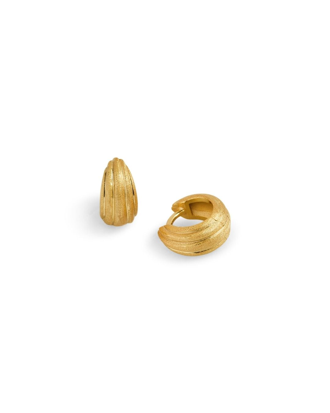 Ridged Chunky Gold Huggie Hoops
