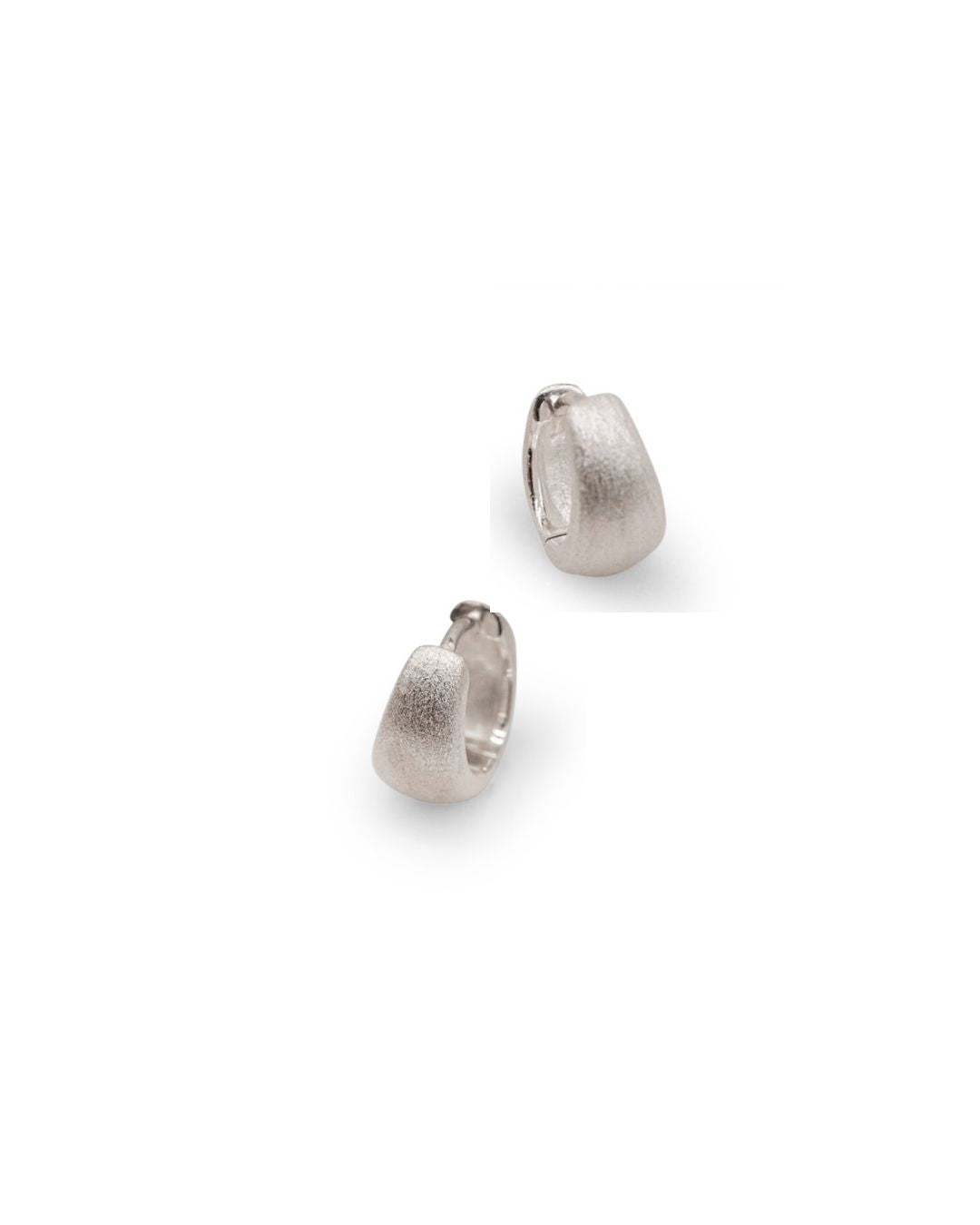 Brushed Silver Chunky Huggie Hoops