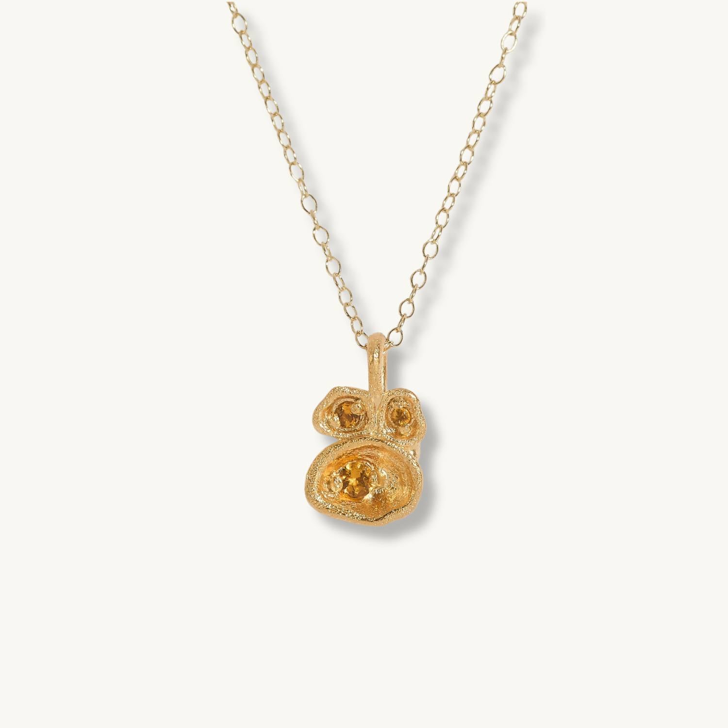 Citrine Gold Lichen Pendant Necklace