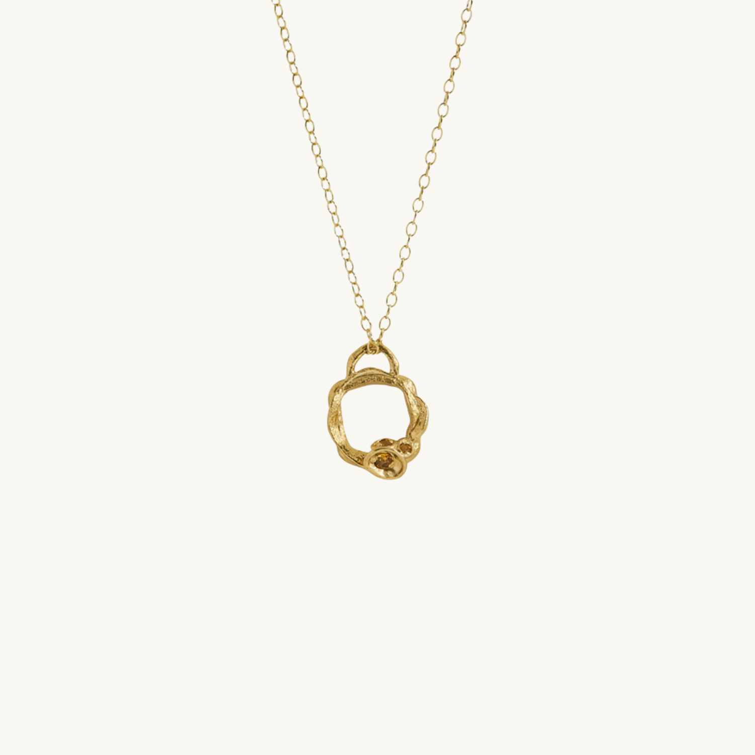Citrine Gold Circle Necklace (Small)