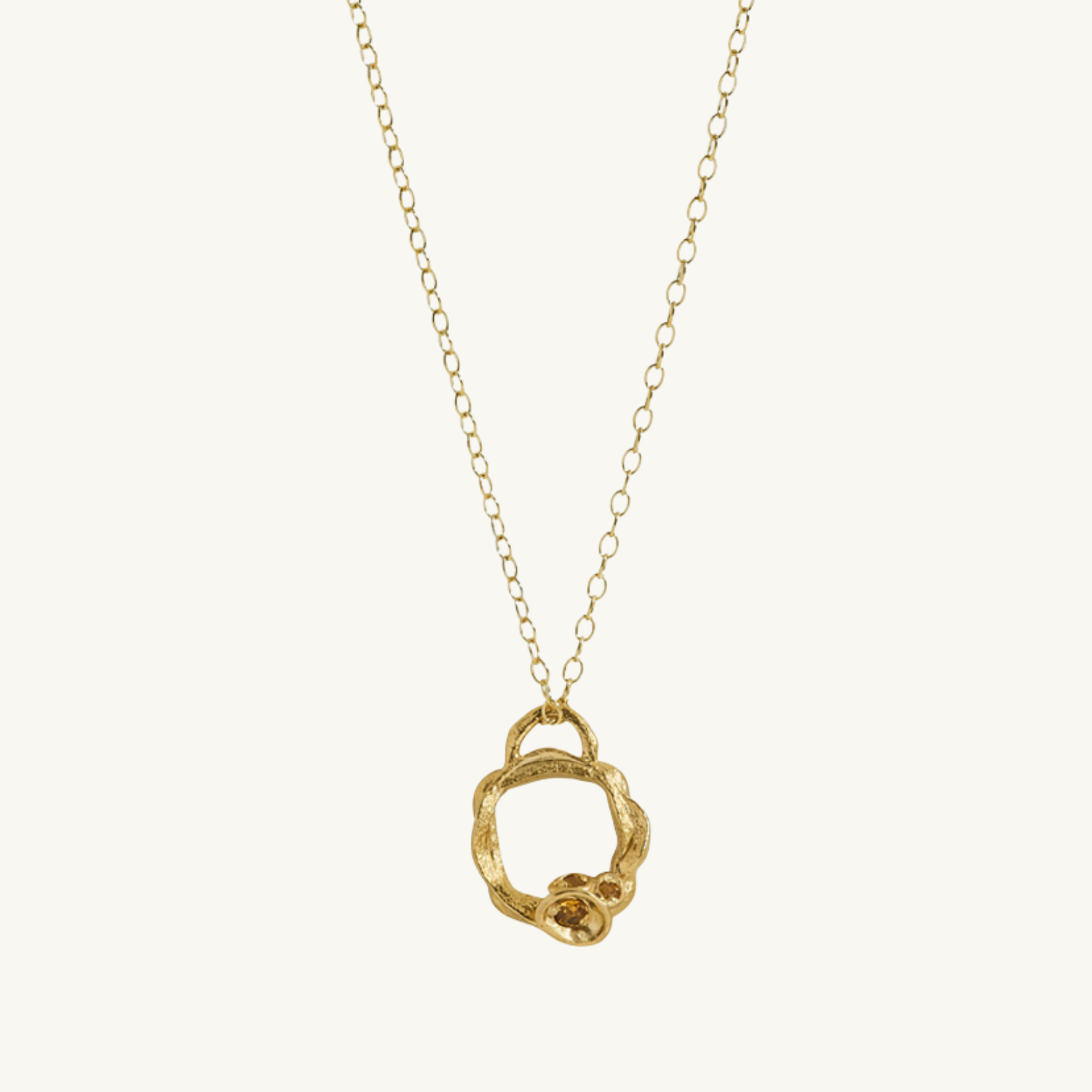 Citrine Gold Circle Necklace (Small)