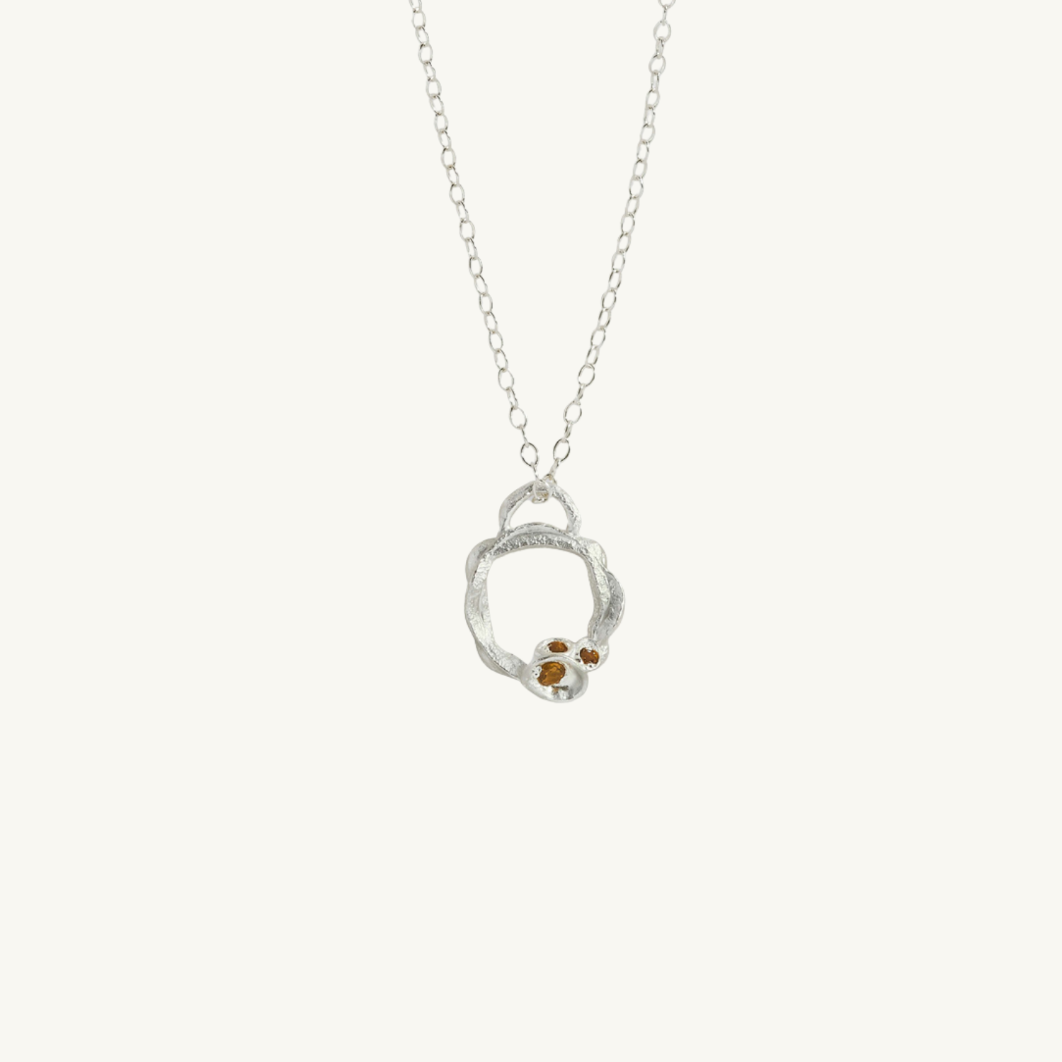 Citrine Silver Circle Necklace (Small)