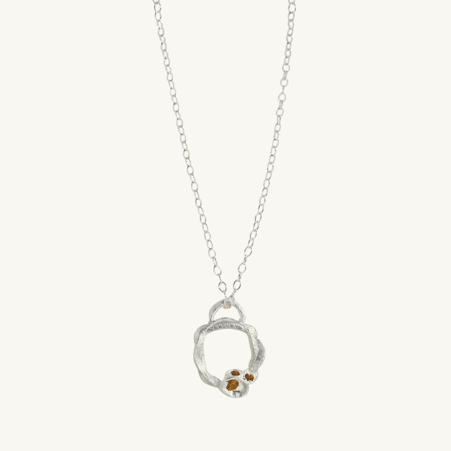 Citrine Silver Circle Necklace (Small)