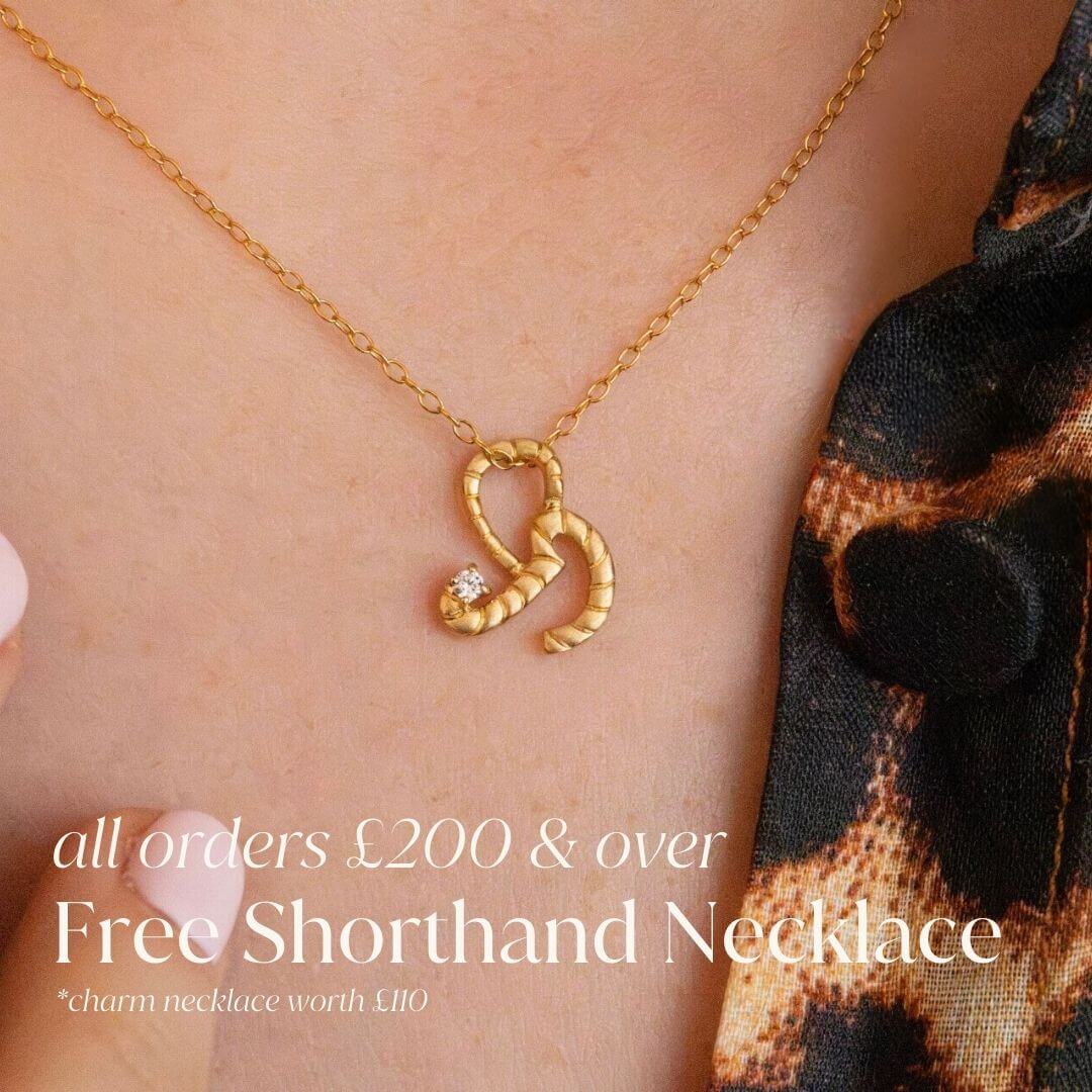 shorthand charm necklace -free gift orders over £200 - claire hill designs 
