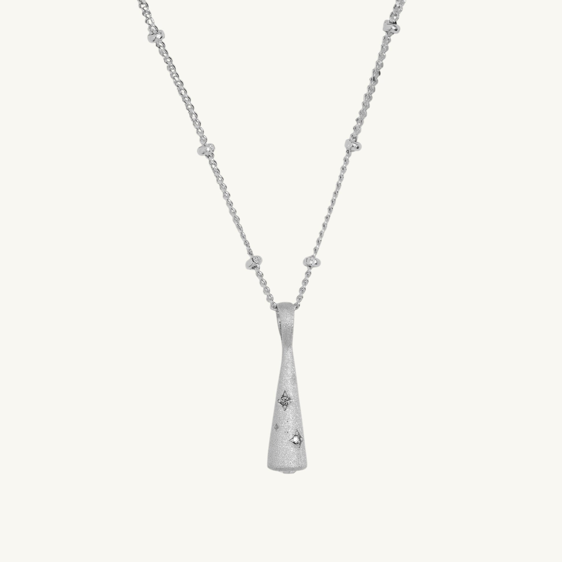 Sparkly Comet Silver Charm Necklace
