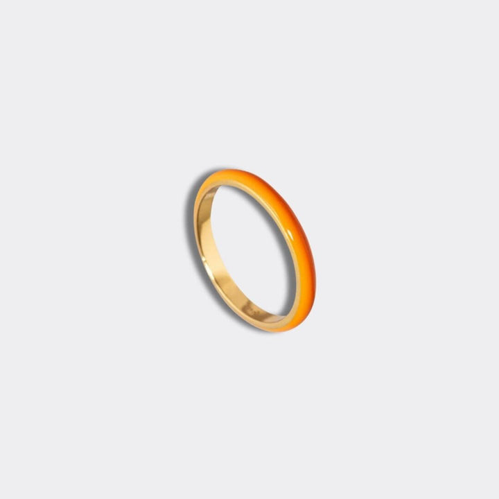 Coral Enamel 18k Gold Vermeil Stacking Ring