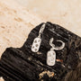 Mystic Star Silver Dog Tag Huggie Earrings