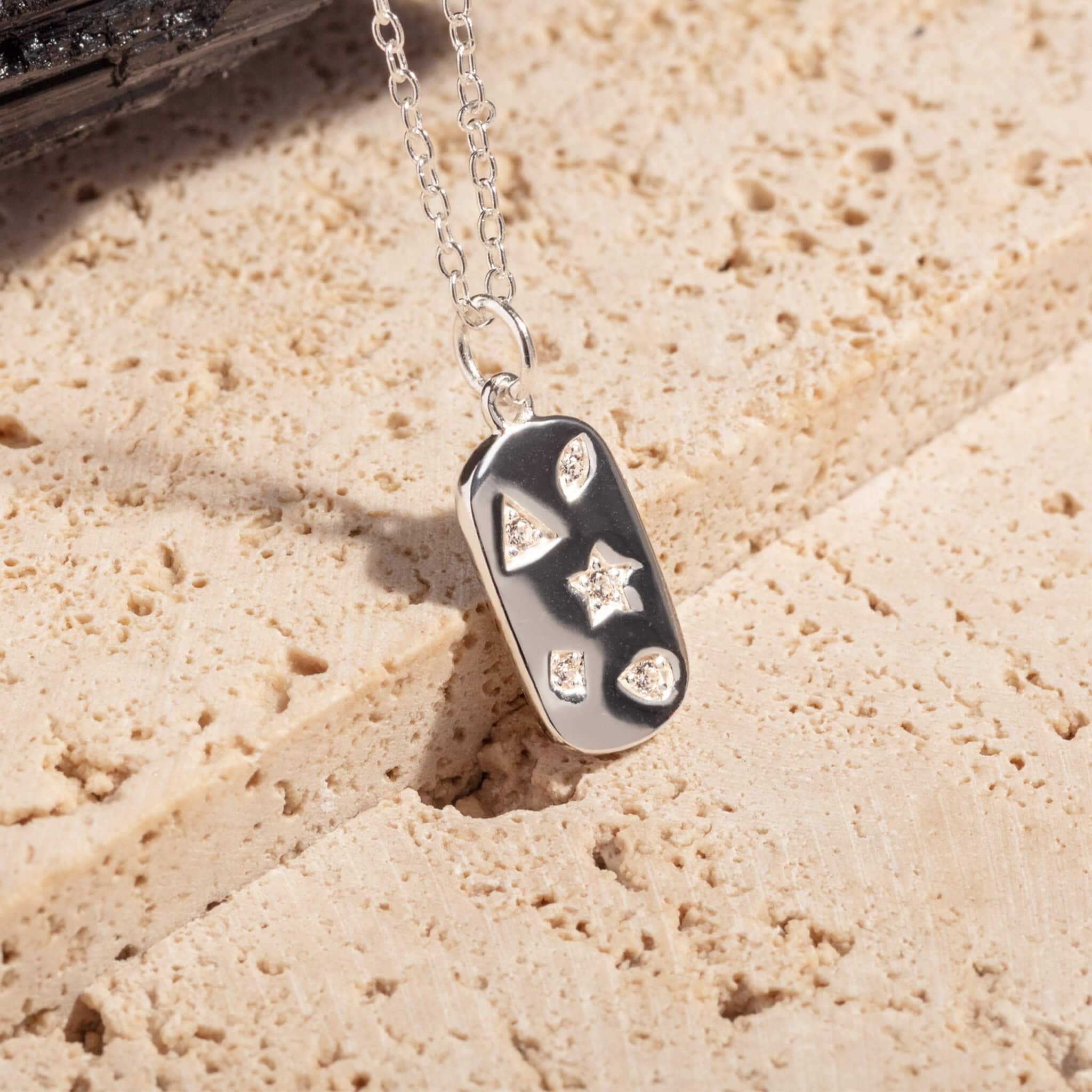 Mystic Star Silver Dog Tag Necklace