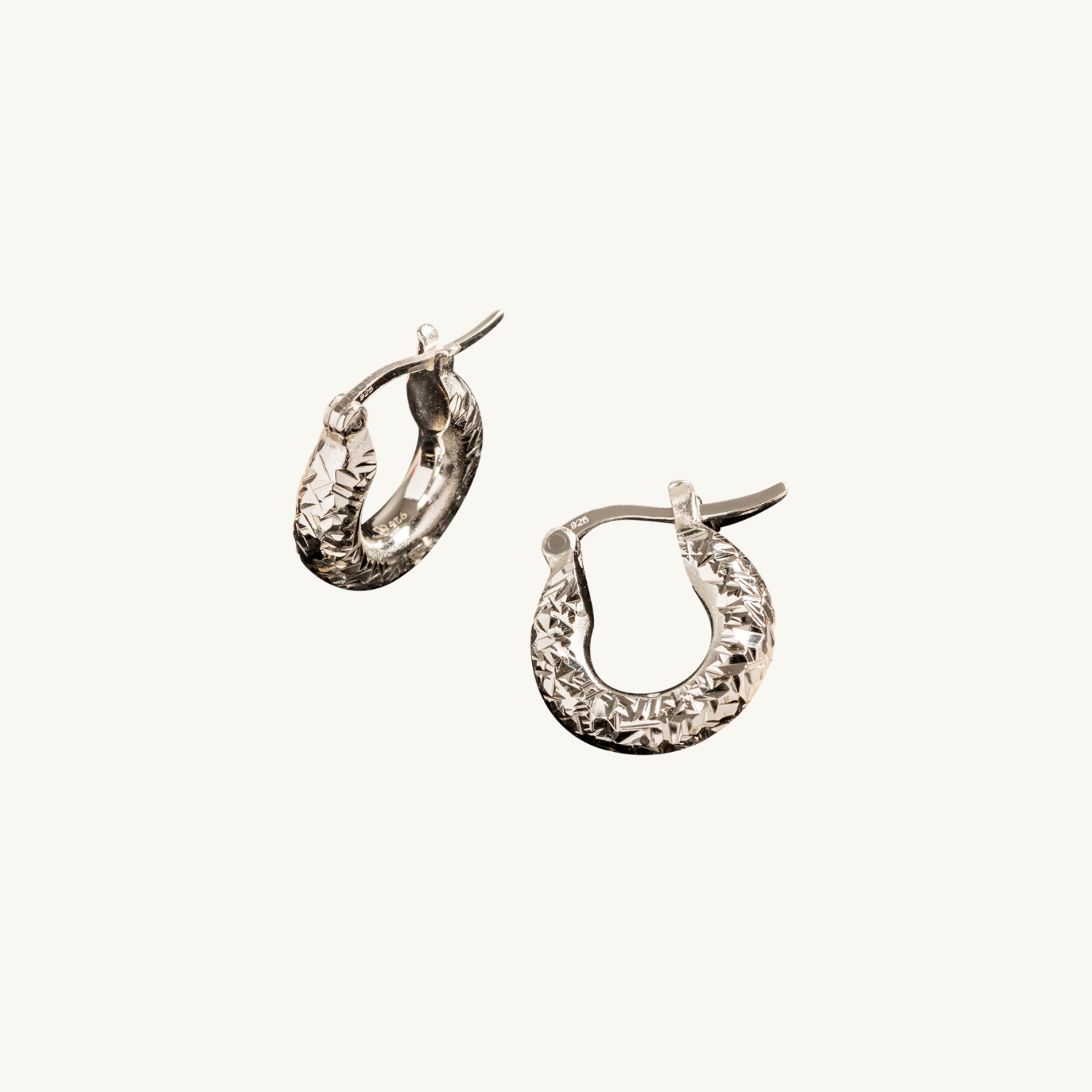 Diamond-Cut Silver Chunky Hoop Earrings