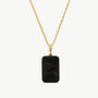 Difficult Woman engaved in Teeline Shorthand on an Onyx Gemstone Pendant and hanging on a on twisted gold vermeil necklace 