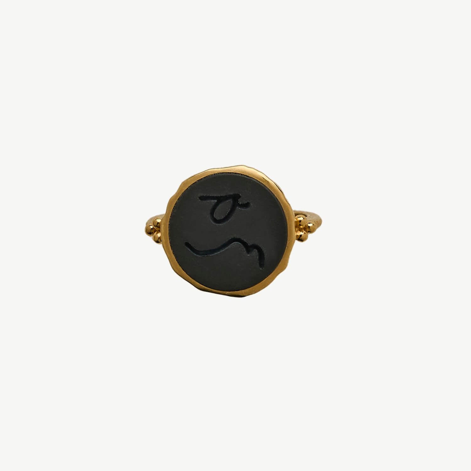 Difficult Woman Onyx Gold Ring