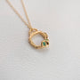 Emerald and Gold Birthstone Eternity Branch Circle Necklace (Small)