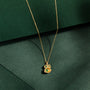 Emerald and Gold Birthstone Lichen Pendant Necklace