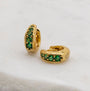Emerald and 18k Gold Vermeil Antique Textured Huggie Hoop Earrings - Claire Hill Designs
