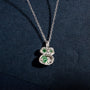 Emerald and Silver Birthstone Lichen Pendant Necklace