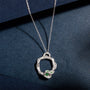 Emerald and Sterling Silver Birthstone Branch Circle Necklace - Large