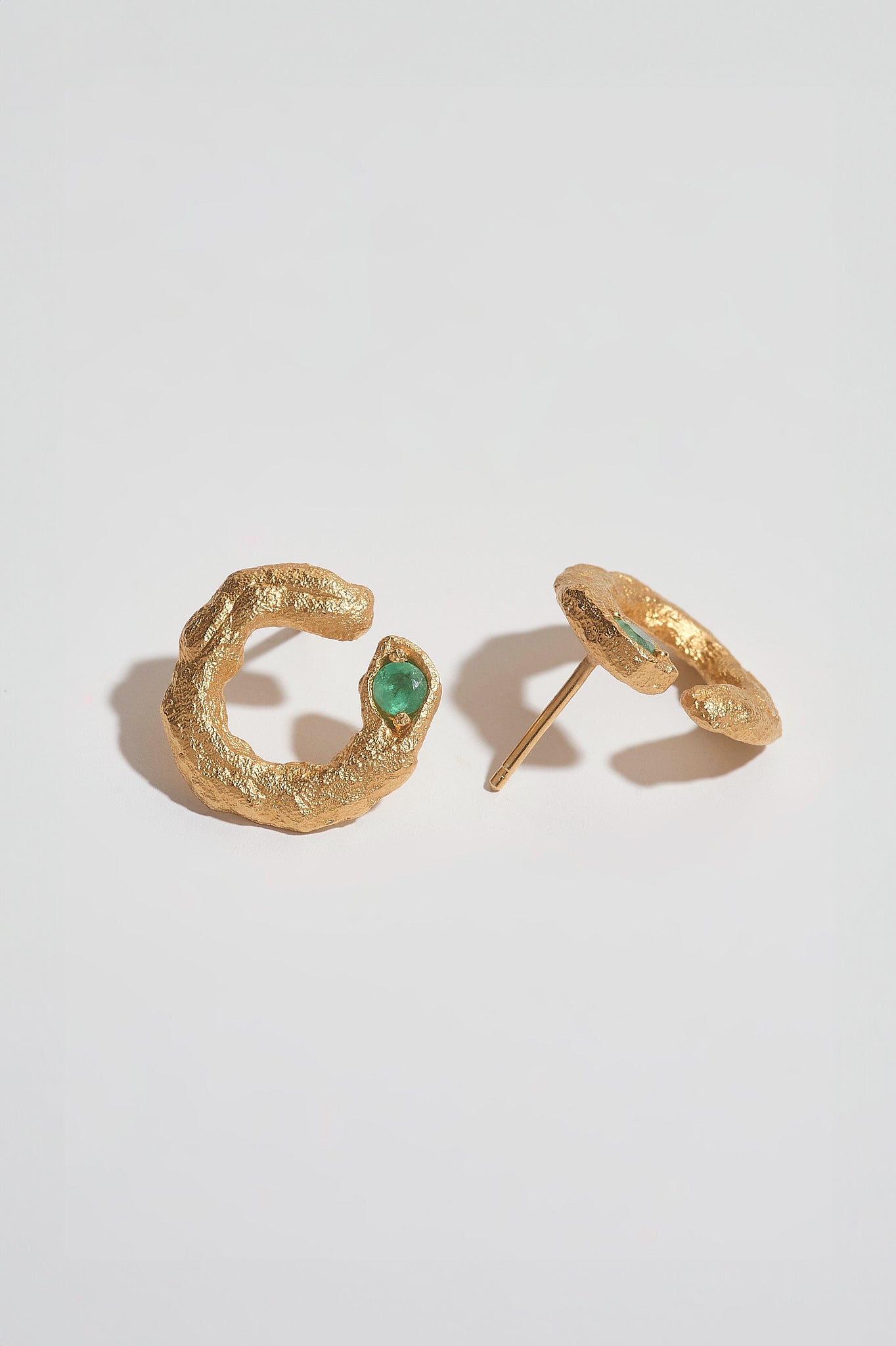 Emerald Gold Asymmetric Branch Earrings