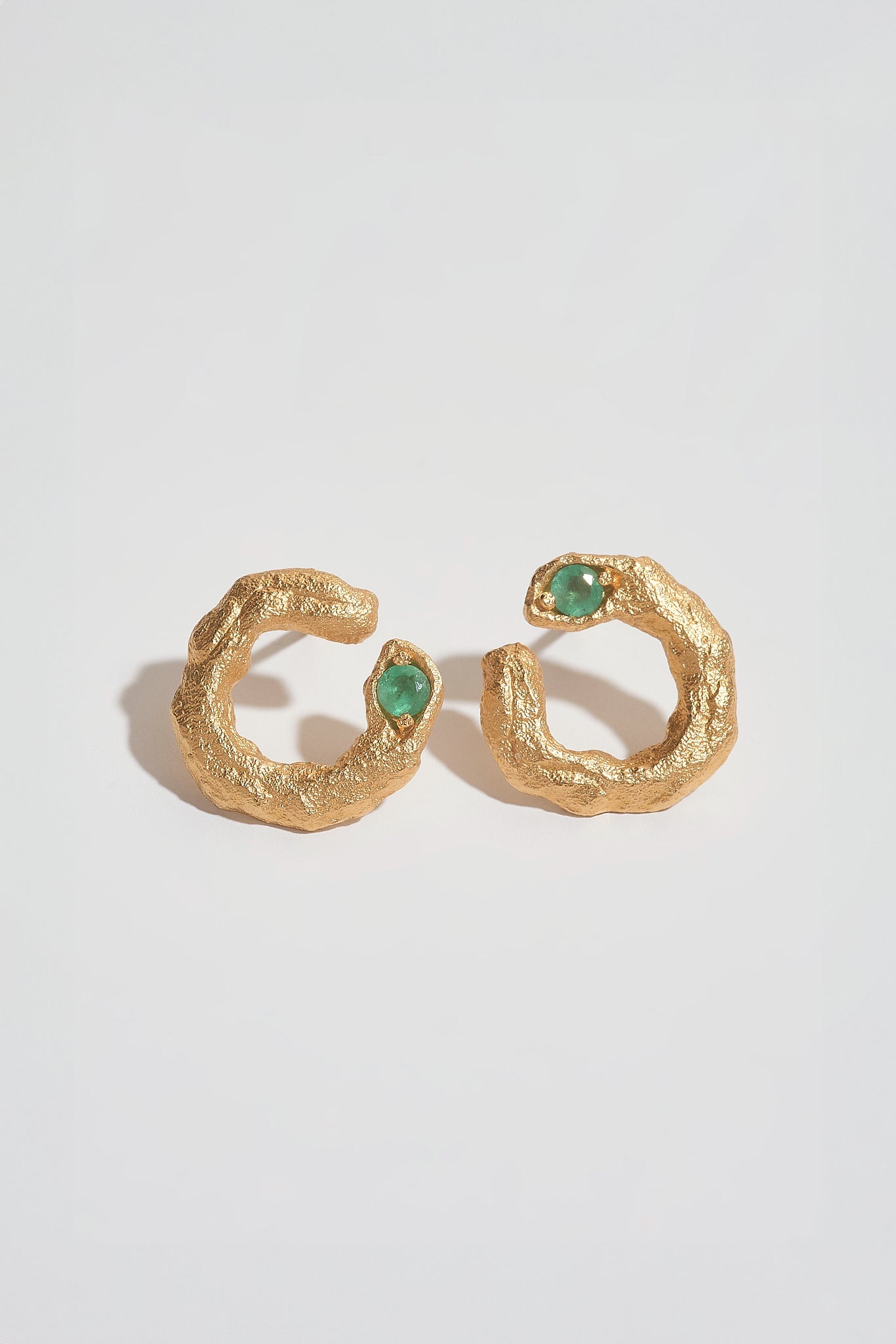 Emerald Gold Asymmetric Branch Earrings