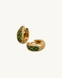 Emerald Gold Huggie Hoop Earrings