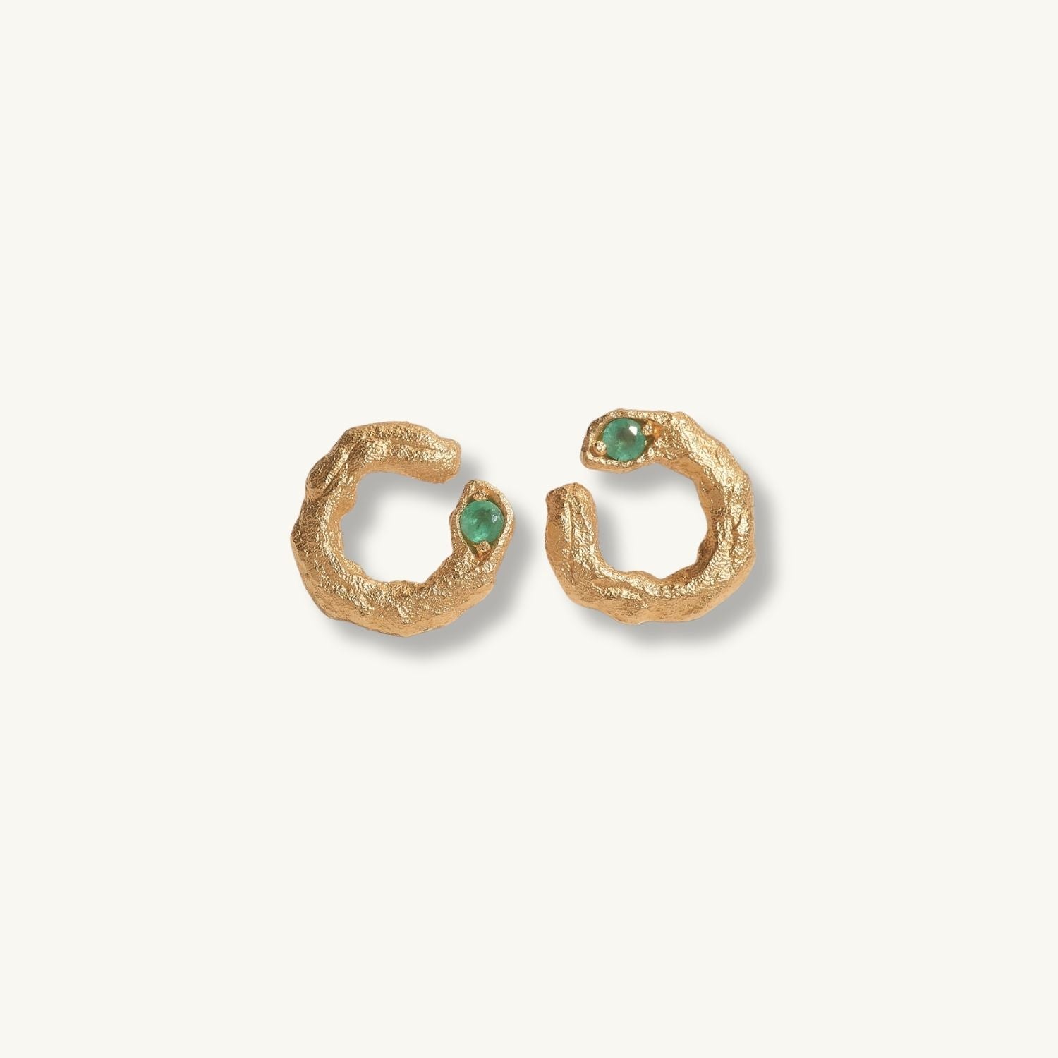 Emerald Gold Asymmetric Branch Earrings