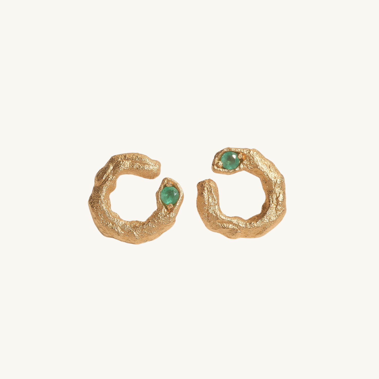 Emerald Gold Asymmetric Branch Earrings