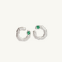 Emerald Silver Asymmetric Branch Earrings