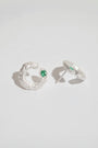 Emerald Silver Asymmetric Branch Earrings