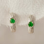 Emerald Silver Branch Hoop Earrings