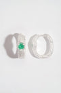  Emerald Silver Branch Hoop Earrings