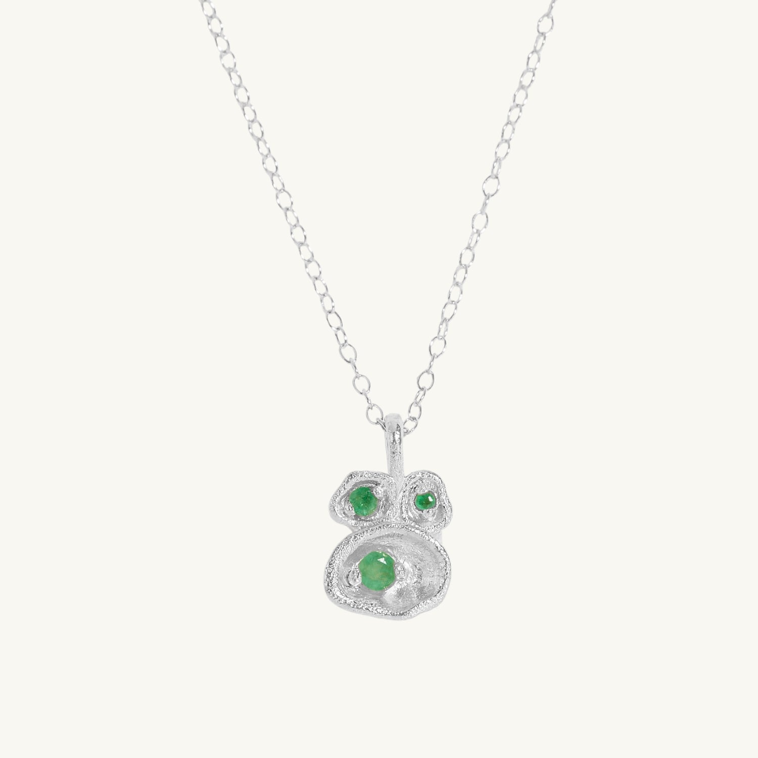 Emerald Silver Lichen Pendant Necklace
