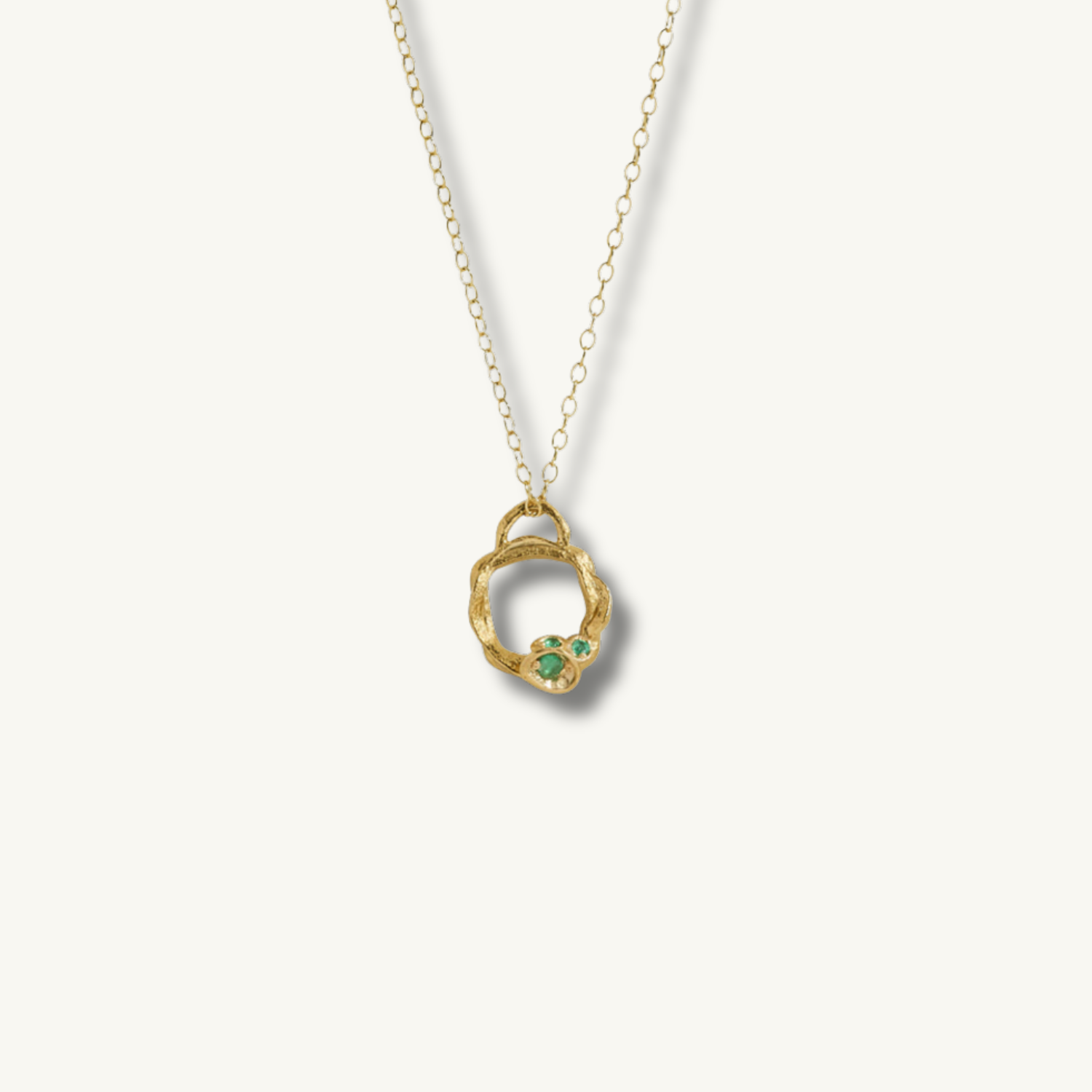 Emerald Gold Circle Necklace (Small)