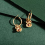 Garnet and Gold Lichen Hoop Earrings