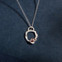 Garnet and Silver Birthstone Branch Circle Necklace (Small)