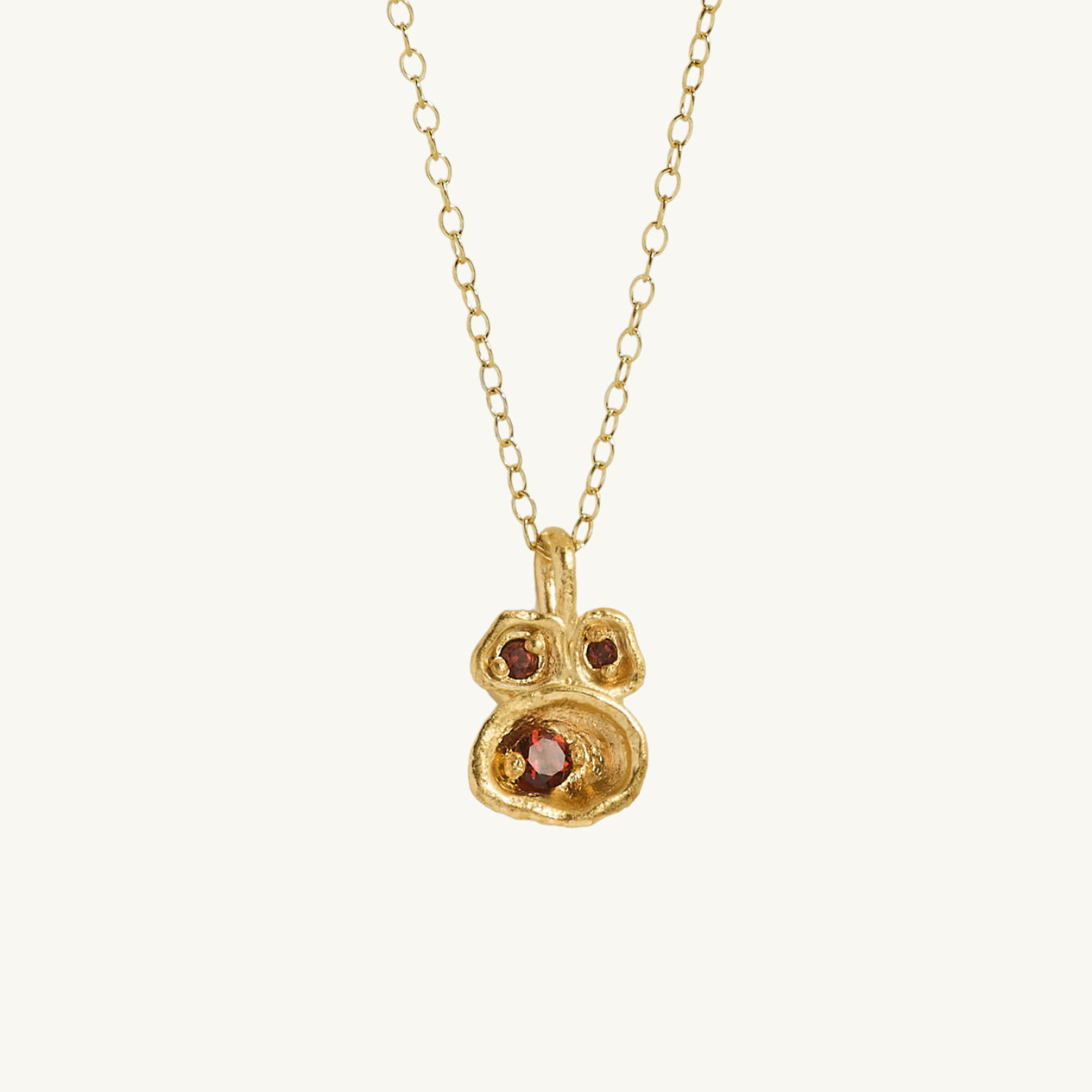 Garnet Gold Lichen Pendant Necklace