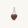 Garnet Heart in Hand Silver Charm Pendant