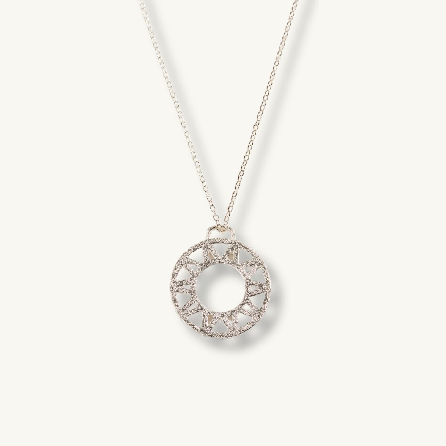 Geometric Silver Disc Pendant Necklace