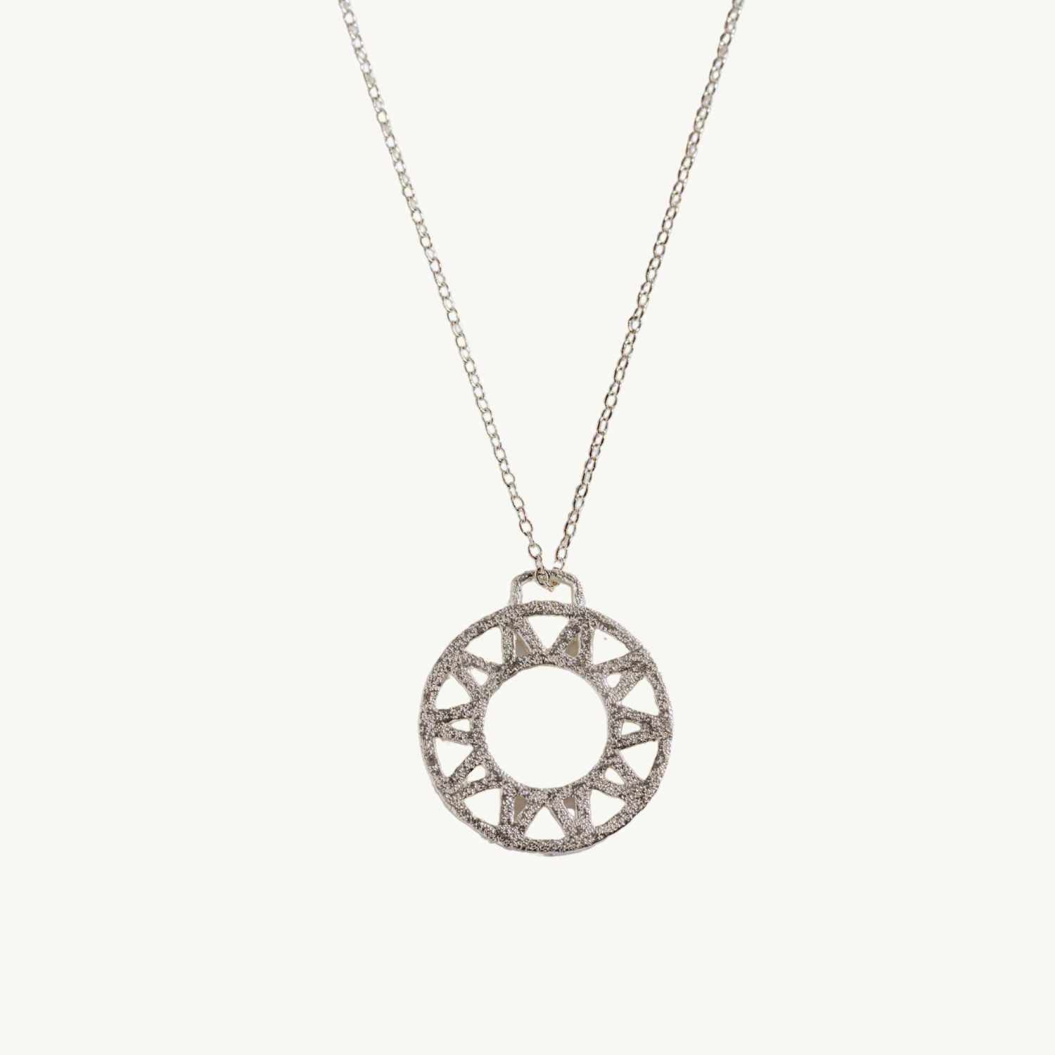 Geometric Silver Disc Pendant Necklace