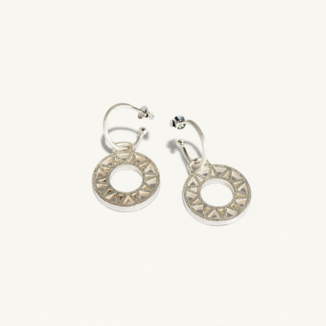 Geometric Statement Silver Hoop Earrings