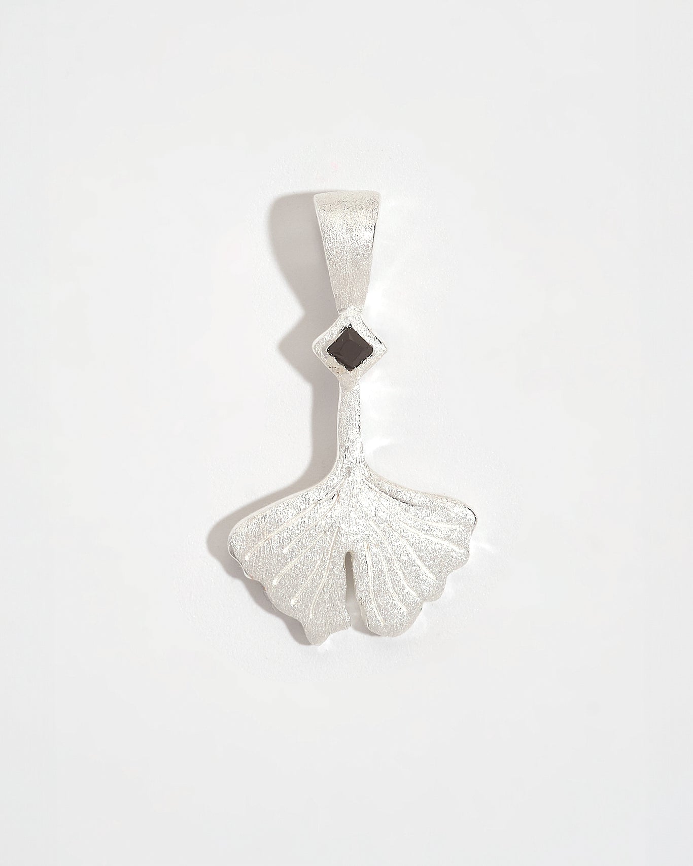Ginkgo Leaf Silver Charm Pendant