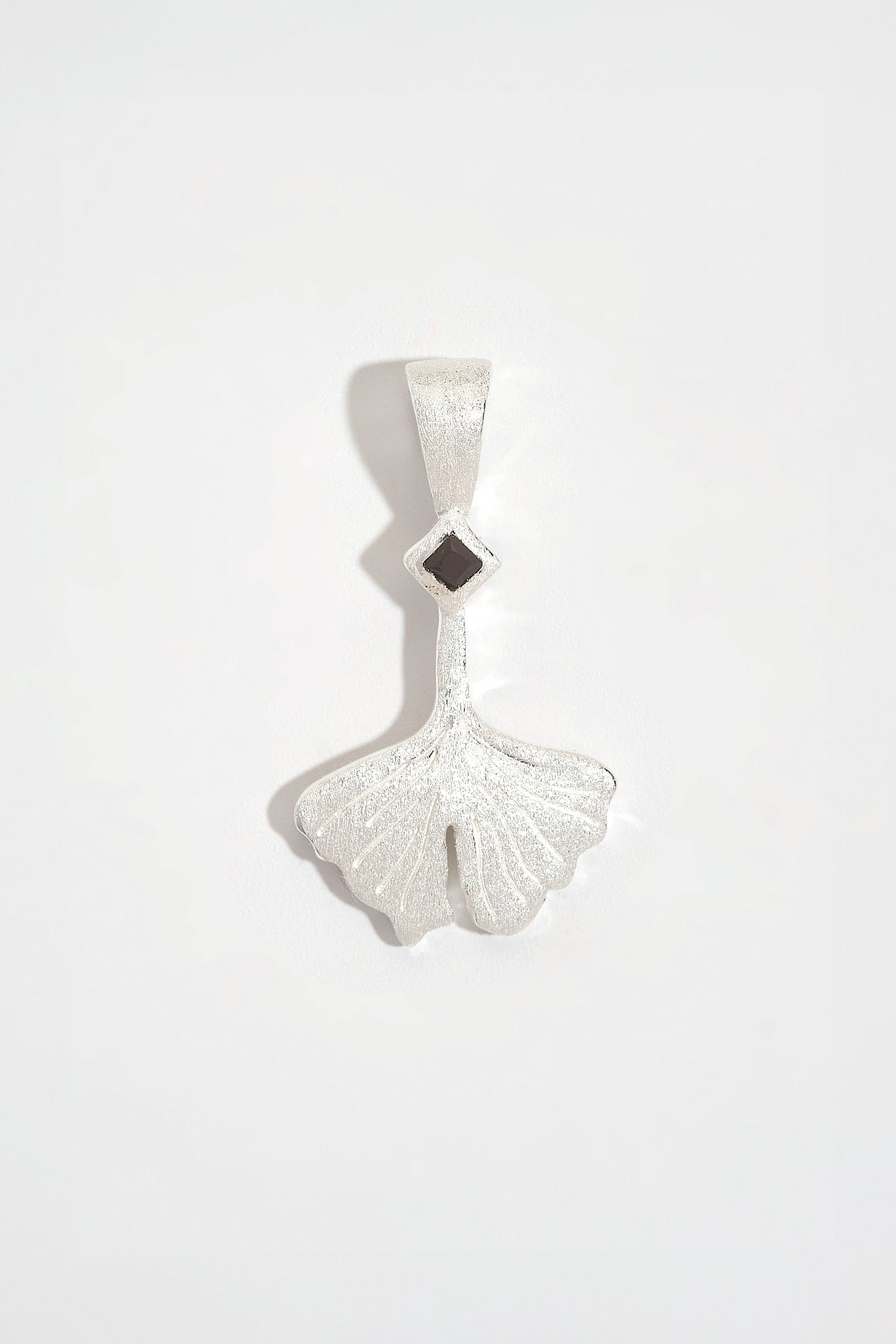 Ginkgo Leaf Silver Charm Pendant