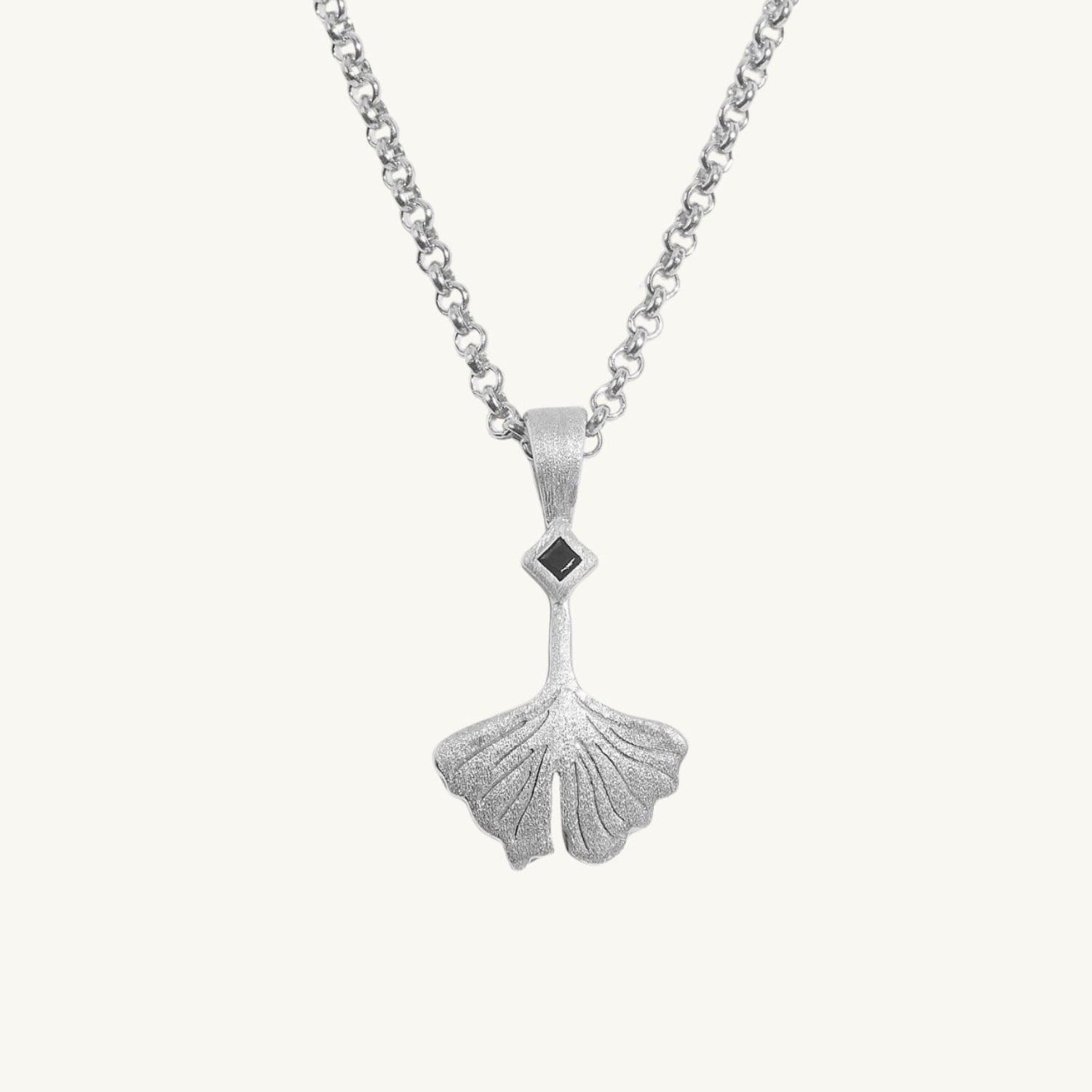 Ginkgo Leaf Silver Charm Necklace