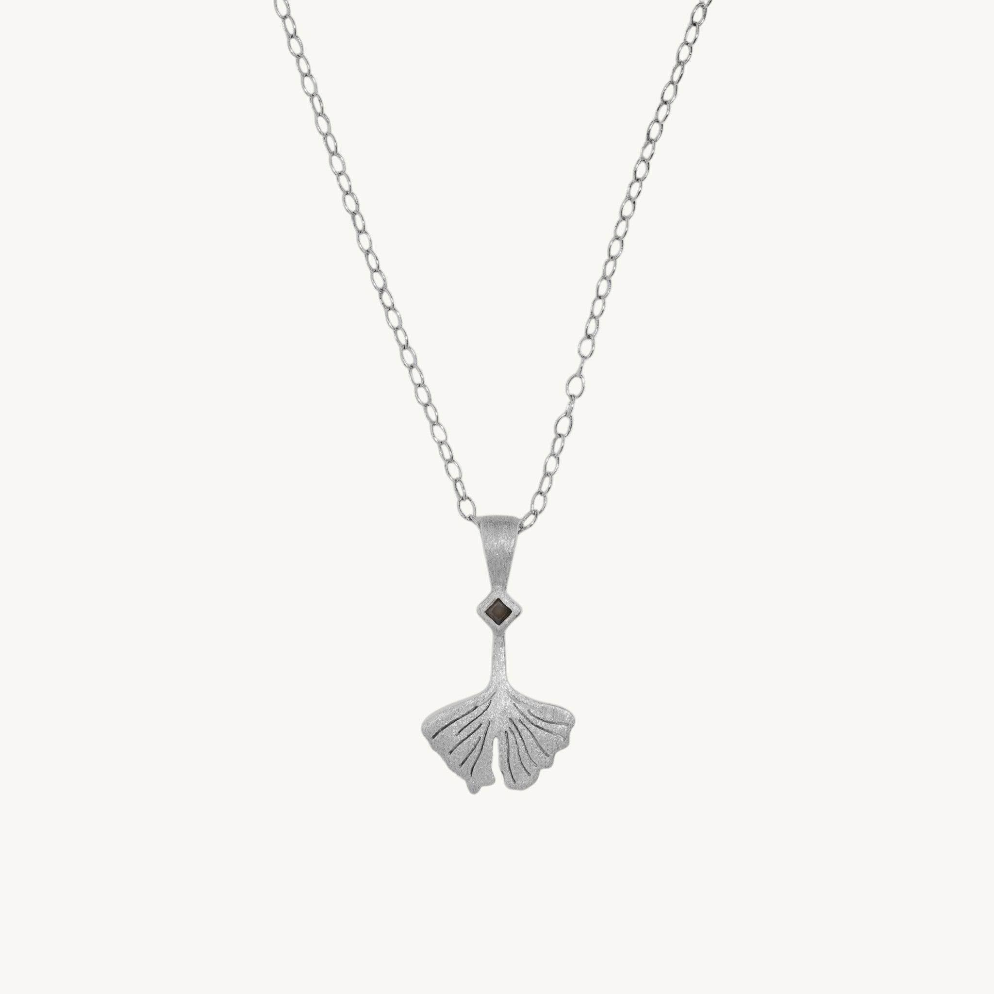 Ginkgo Leaf Silver Charm Necklace