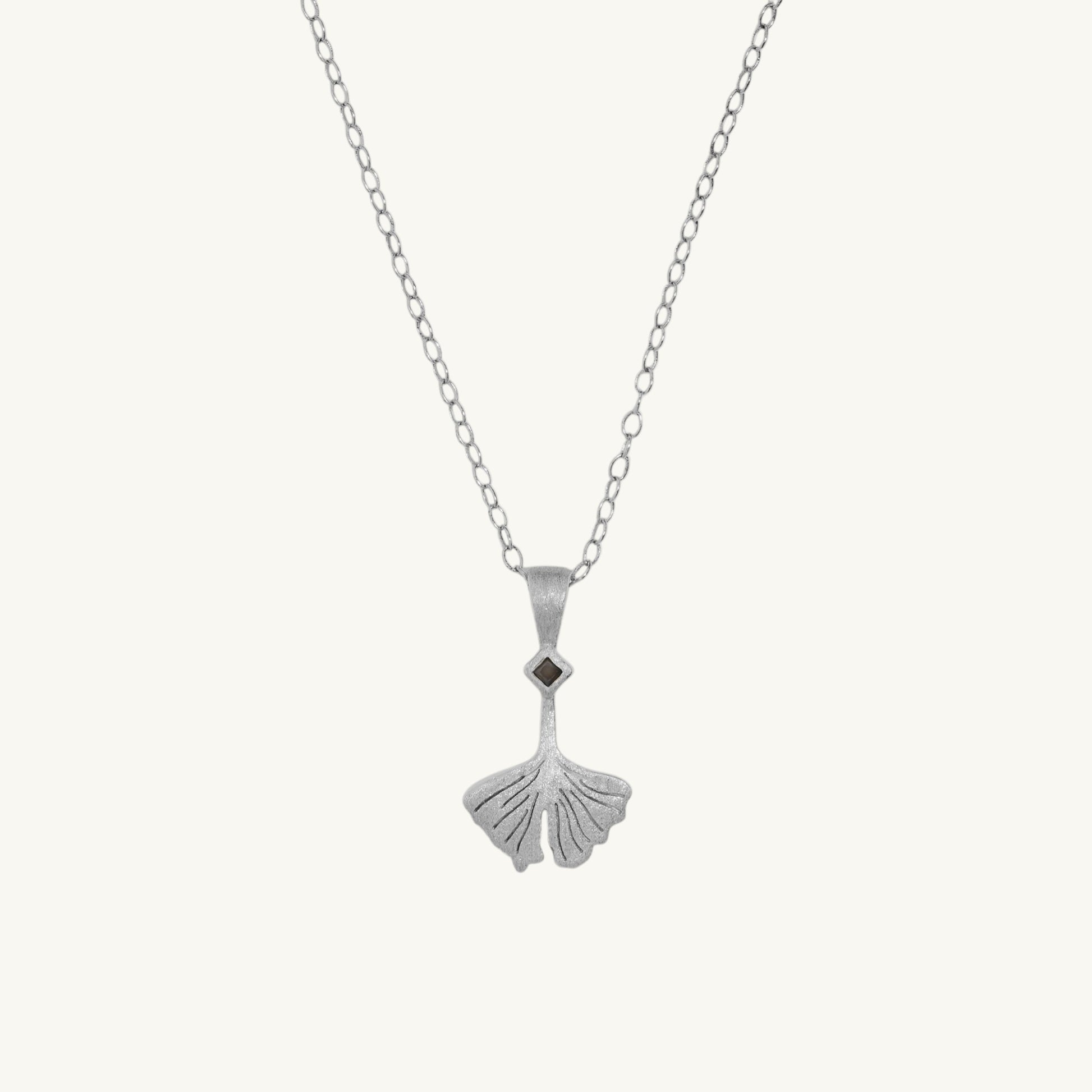Ginkgo Leaf Silver Charm Necklace