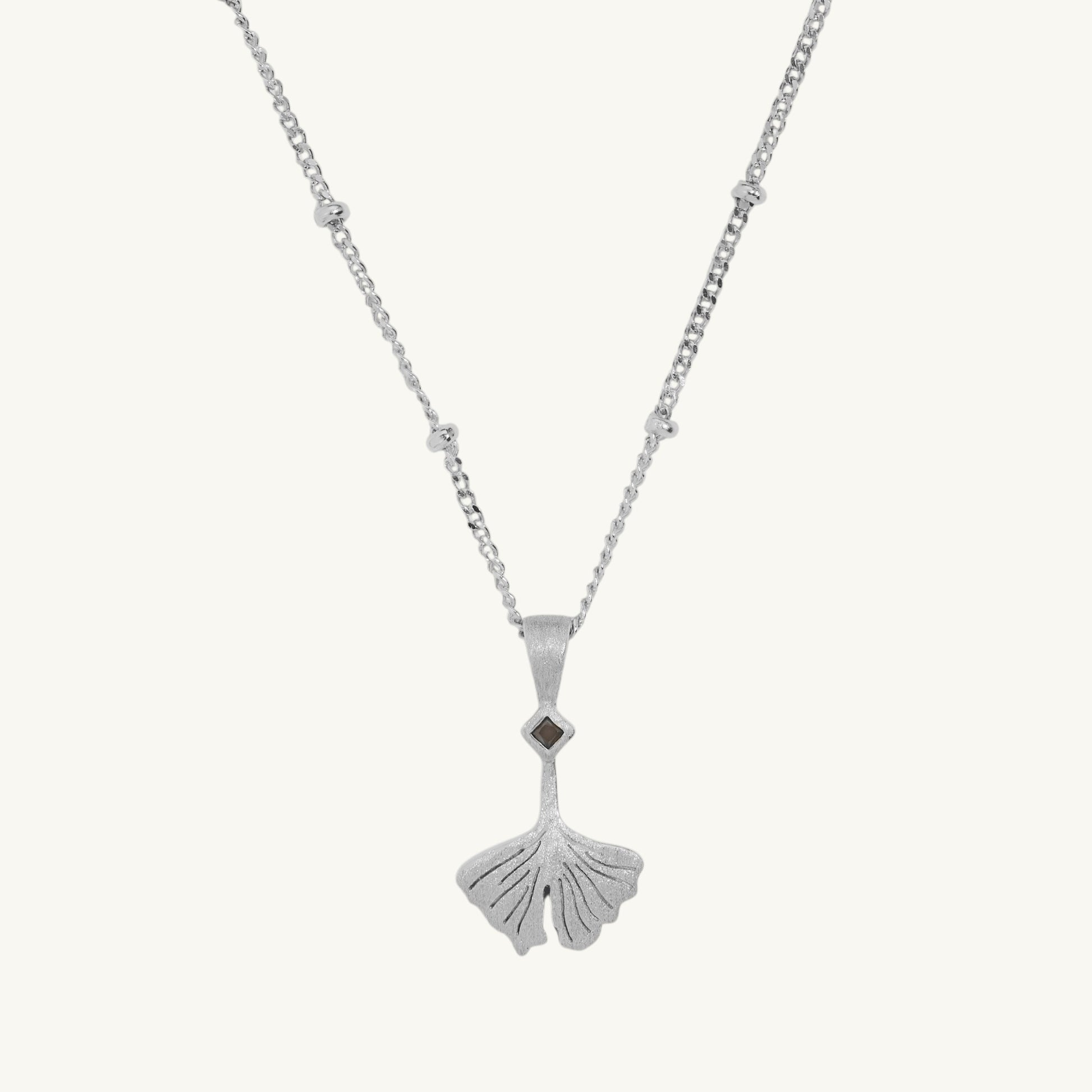 Ginkgo Leaf Silver Charm Necklace
