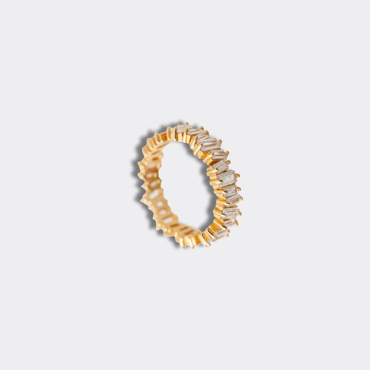 Sparkly CZ Shattered Baguette Gold Vermeil Ring