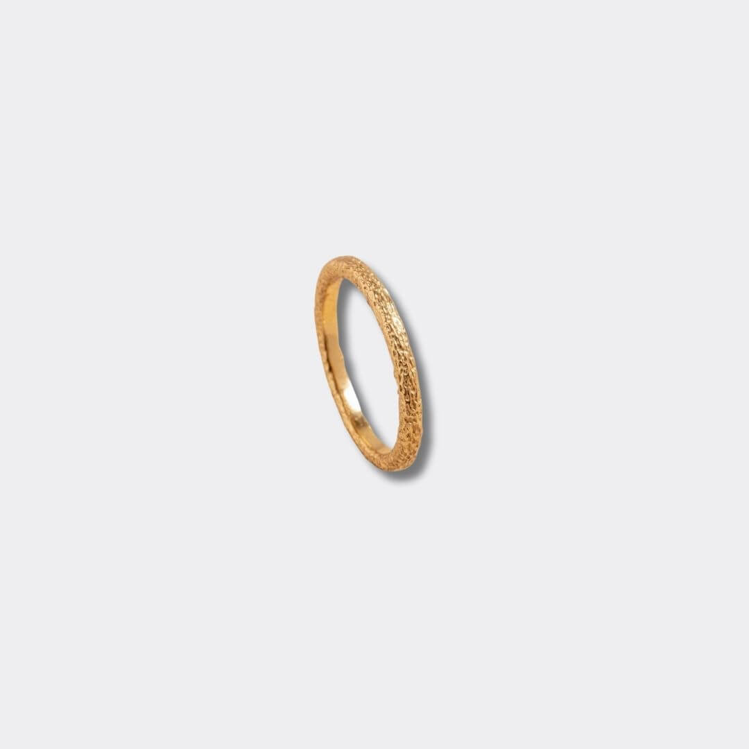 Antique-Textured Gold Stacking Ring