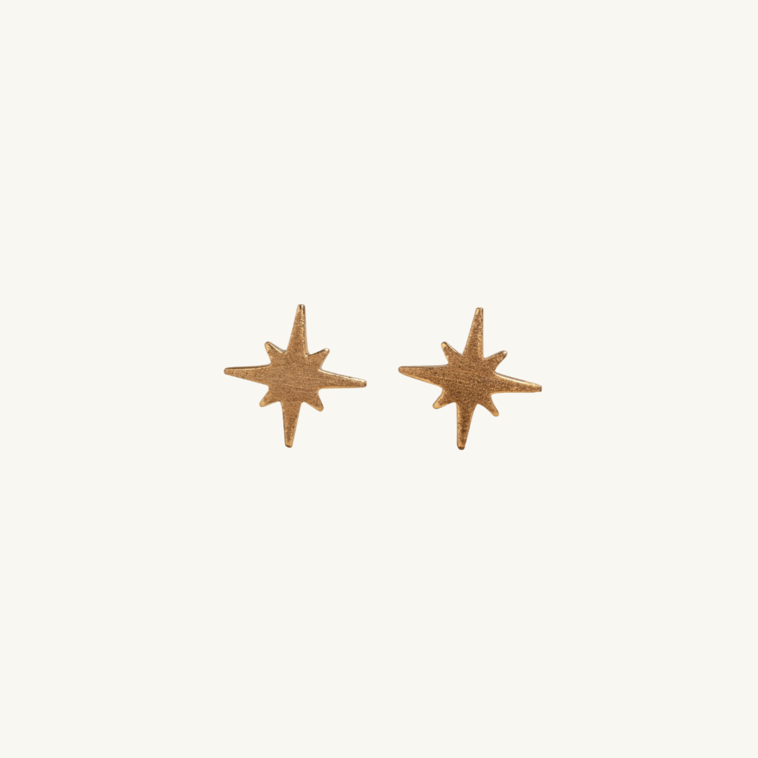 Brushed Gold North Star Stud Earrings