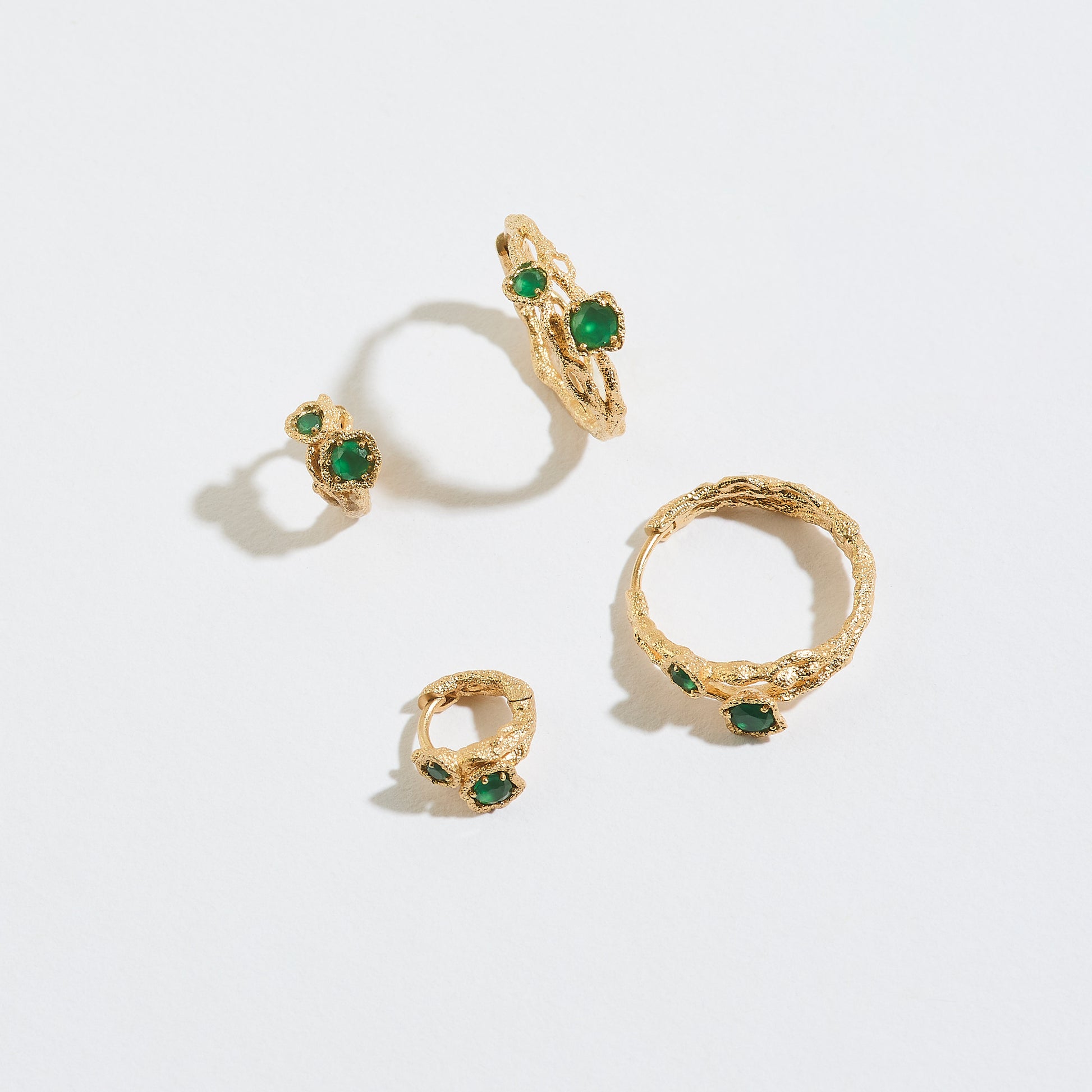 Chalcedony Twisted Branch Gold Hoops and huggies
