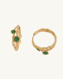 Chalcedony Twisted Branch Gold Hoops